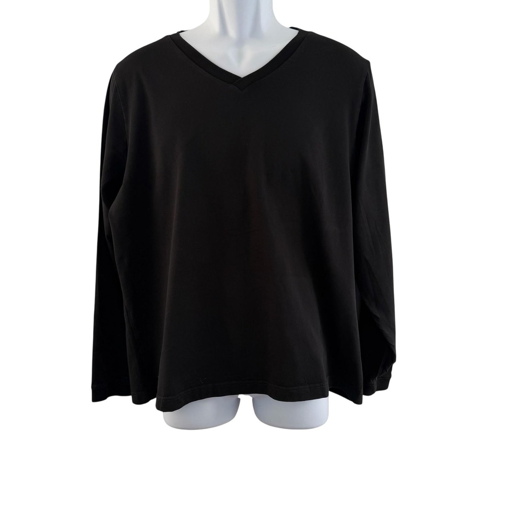 Son Of A Tailor Shirt Mens Large Black Supima Cotton V Neck Long Sleeve Basic